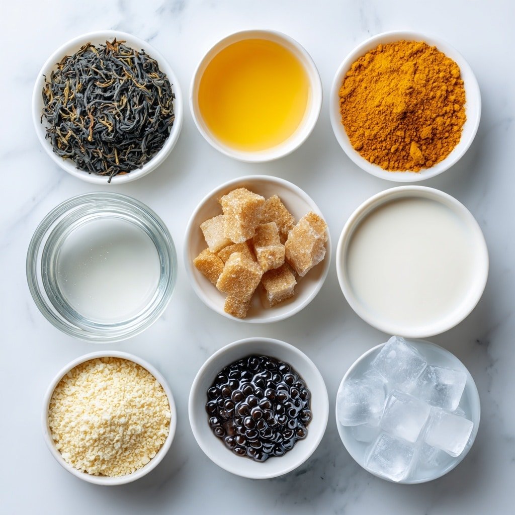 Thai Iced Tea with Boba Recipe - Ingredients Image — Thai Iced Tea with Boba, Thai Iced Tea recipe, Boba tea at home, Thai beverage tutorial, Tapioca pearl iced tea