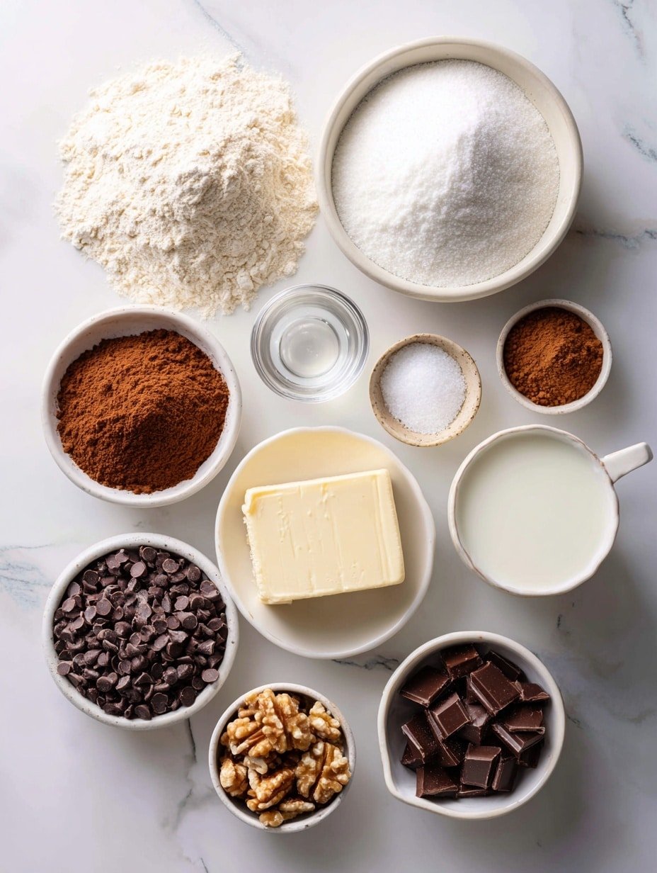 Edible Brownie Cookie Dough Recipe - Ingredients Image — Edible Brownie Cookie Dough, Brownie Cookie Dough Recipe, No-Bake Chocolate Cookie Dough, Safe Edible Cookie Dough, Chocolate Dessert Snacks