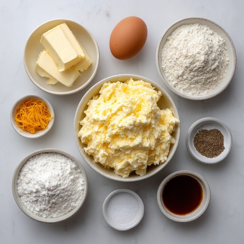 Orange Cardamom Cookies Recipe - Ingredients Image — Orange Cardamom Cookies, citrus spice cookies, homemade orange cookies, cardamom-infused cookies, soft and crispy cookies