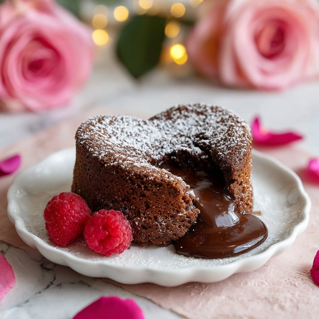 Chocolate Lava Cake with Heart-Shaped Surprise Recipe - Article Image 1 — Chocolate Lava Cake with Heart-Shaped Surprise, molten chocolate cake, easy romantic dessert, heart-shaped chocolate dessert, quick chocolate lava cake