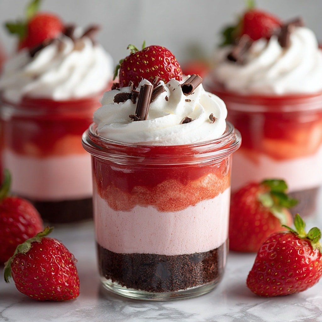 Chocolate Strawberry Mousse Cake Parfaits Recipe - Article Image 2 — Chocolate Strawberry Mousse Cake Parfaits, Chocolate Strawberry Dessert, Easy Parfait Recipes, No-Bake Dessert Ideas, Elegant Strawberry Mousse