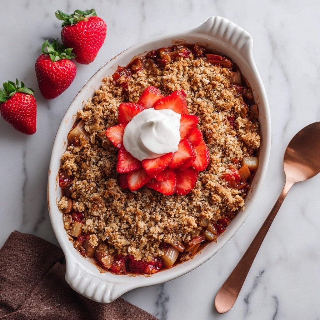 Strawberry Rhubarb Crisp Recipe - Article Image 2 — Strawberry Rhubarb Crisp, easy fruit crisp recipe, seasonal dessert ideas, cozy fruit crumble, homemade fruit crisp