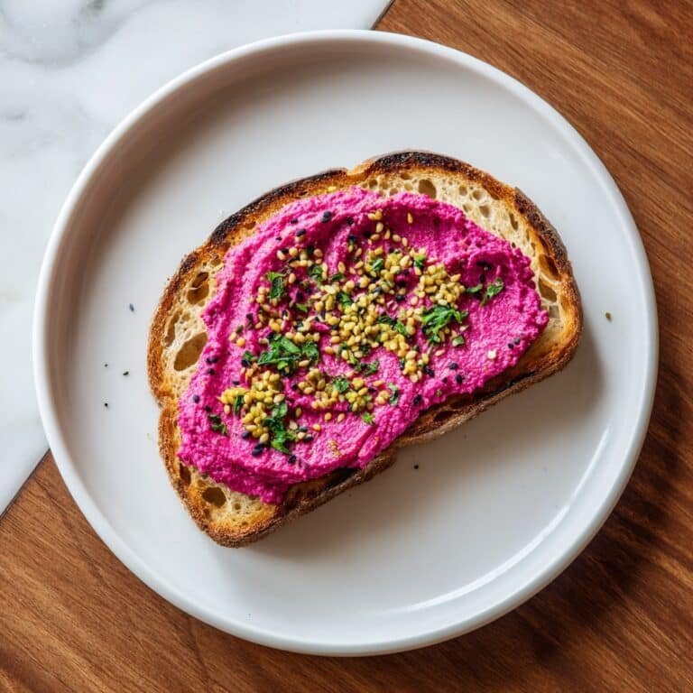Pink Beet Hummus Toast Recipe