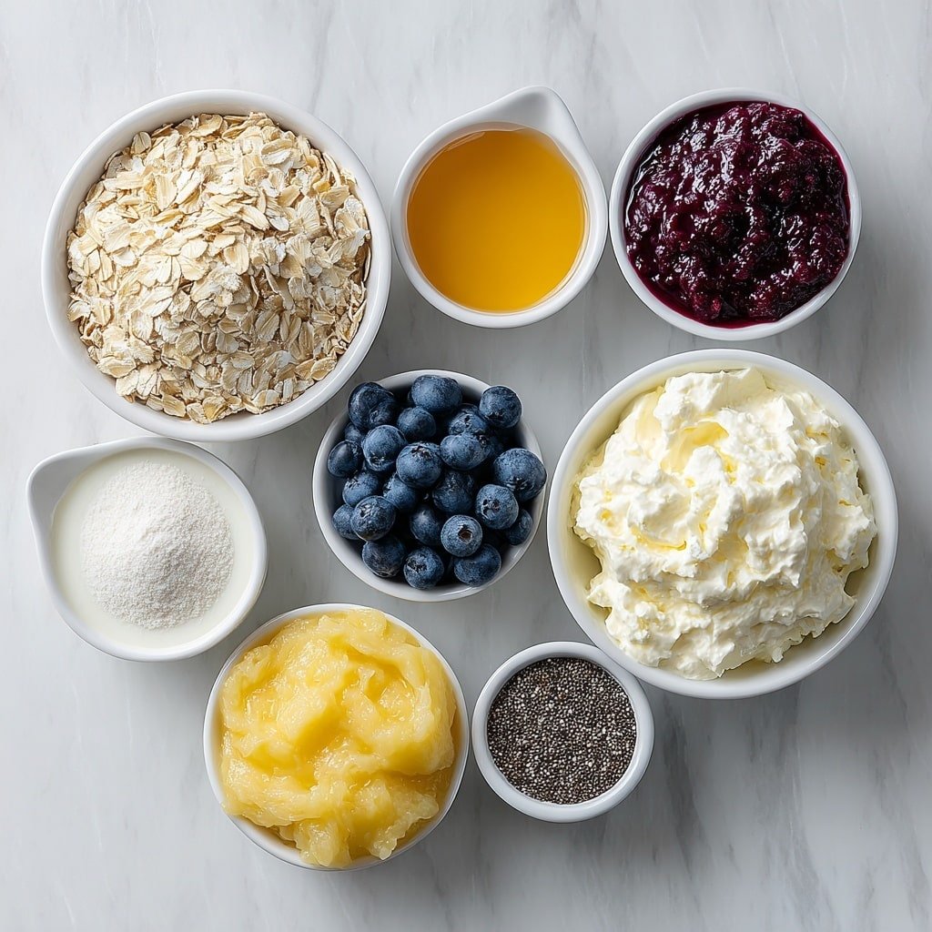 Blueberry Protein Cheesecake Bites Recipe - Ingredients Image — Blueberry Protein Cheesecake Bites, healthy blueberry dessert, high-protein snack, easy cheesecake bites, guilt-free blueberry treats