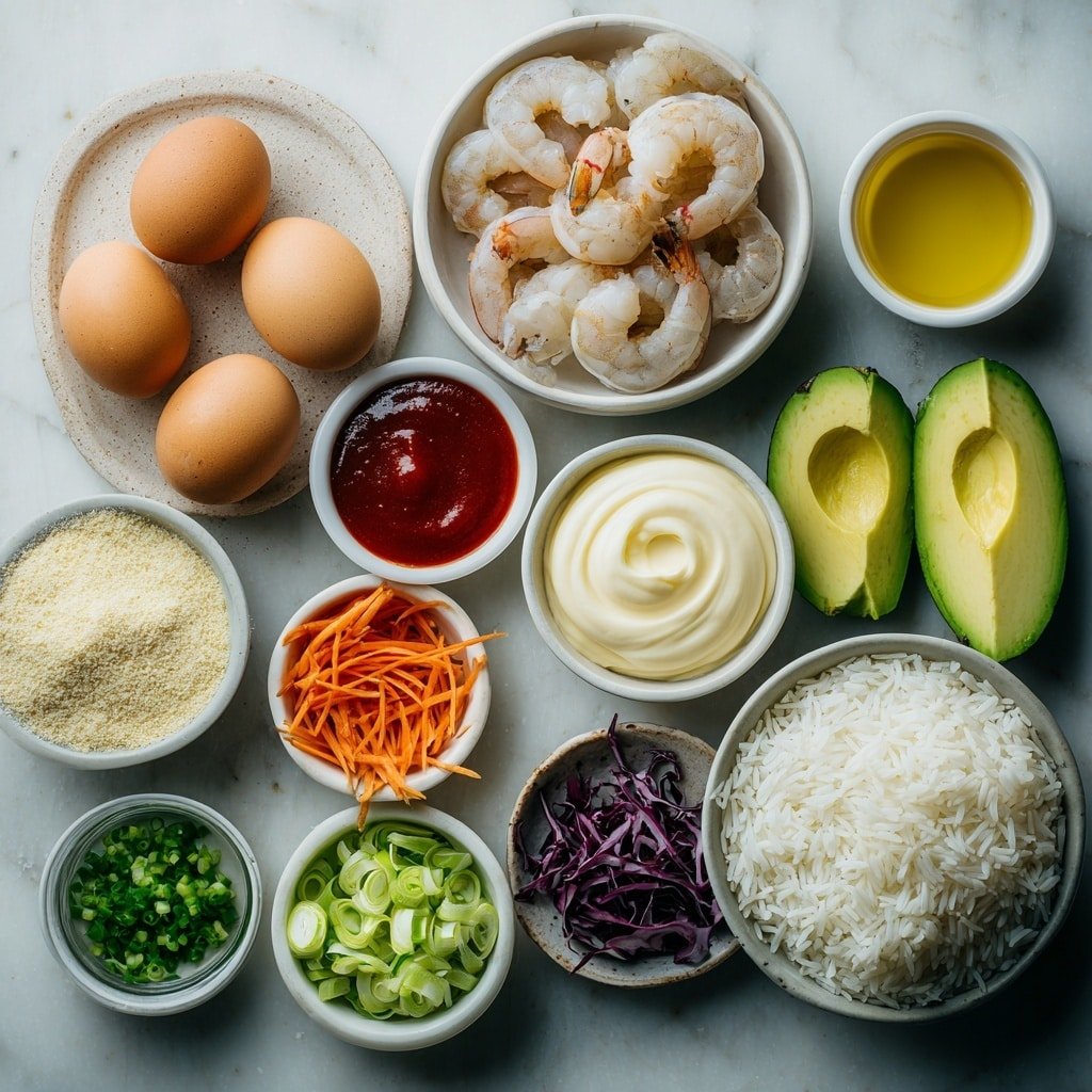 Bang Bang Shrimp Rice Bowl Recipe - Ingredients Image — Bang Bang Shrimp Rice Bowl, easy shrimp rice bowl, spicy shrimp rice bowl, flavorful seafood rice dish, quick dinner ideas