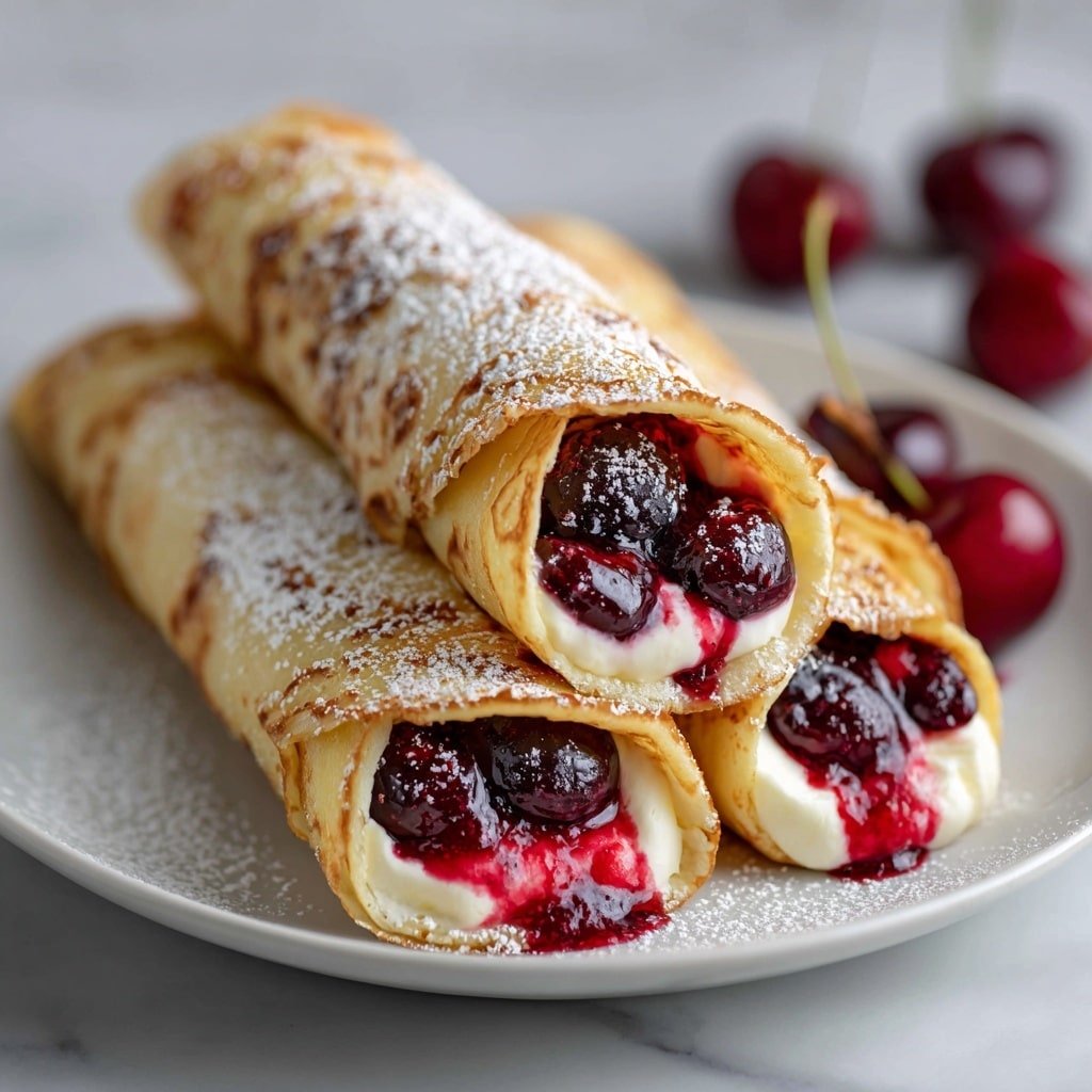 Cherry Cheesecake Chimichangas Recipe - Article Image 1 — Cherry Cheesecake Chimichangas, Cherry Cheesecake Filling, Fried Dessert Recipes, Easy Chimichangas Dessert, Sweet Cherry Cheesecake Treats