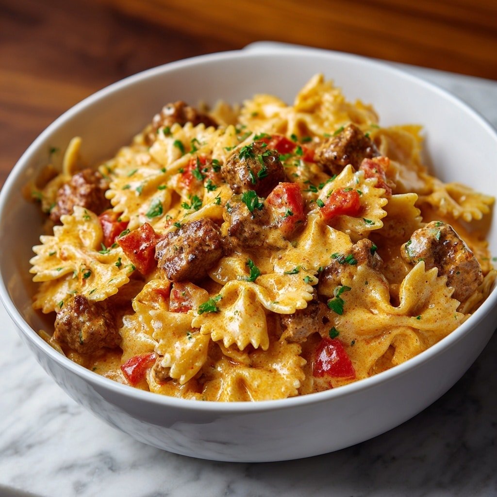 Creamy Velveeta Beef Bowtie Pasta Recipe - Article Image 2 — Creamy Velveeta Beef Bowtie Pasta, cheesy beef pasta recipe, easy creamy pasta dinner, comfort food Bowtie pasta, hearty beef and cheese pasta