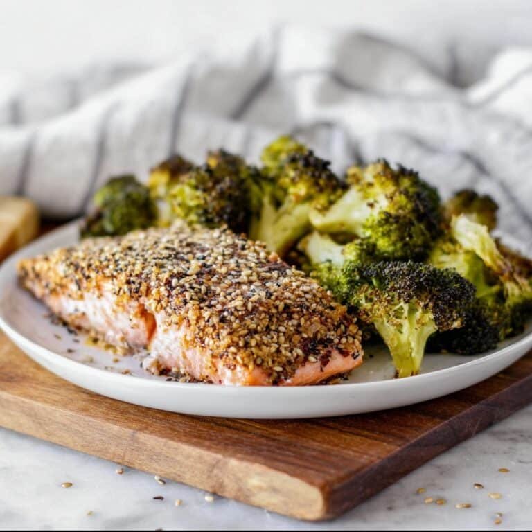 Honey Dijon Salmon with Roasted Broccoli Recipe