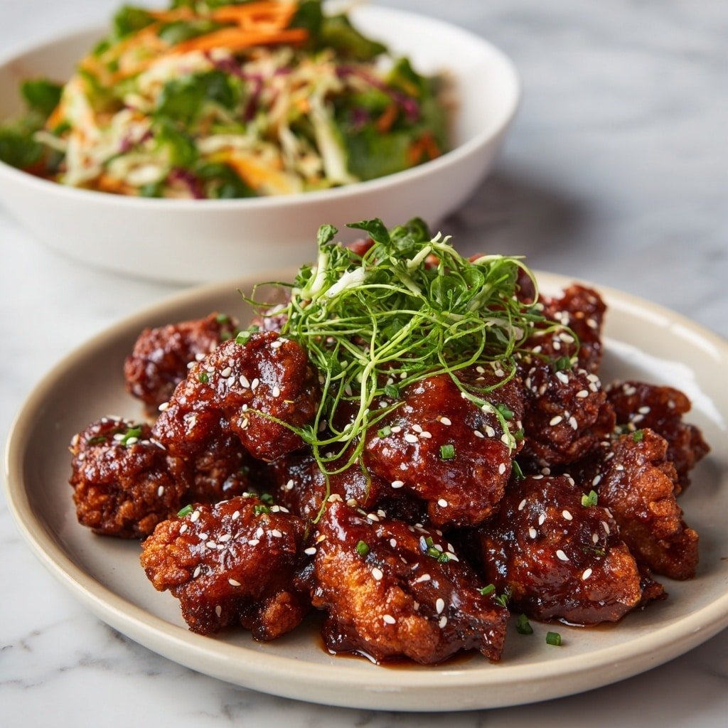 Korean Fried Chicken with Spicy Yangnyeom Sauce Recipe - Article Image 1 — Korean Fried Chicken with Spicy Yangnyeom Sauce, Korean fried chicken recipe, spicy chicken wings, crispy Korean chicken, homemade yangnyeom sauce