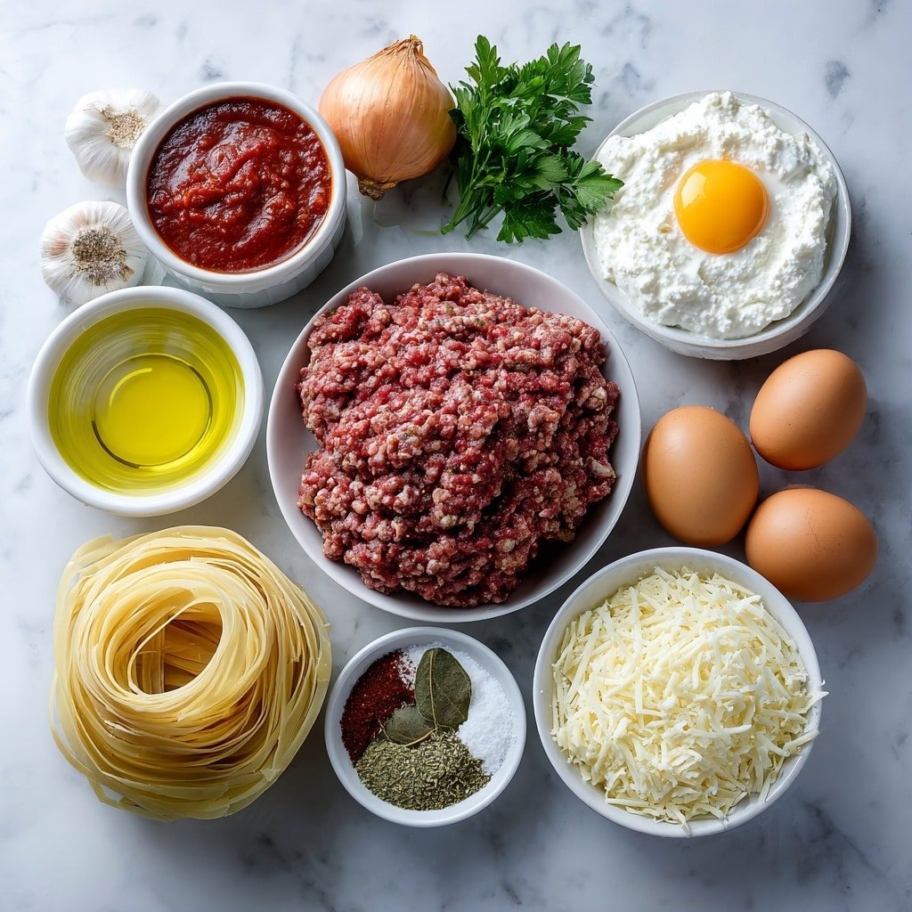 Beef Lasagna Roll-Ups Recipe - Ingredients Image — Beef Lasagna Roll-Ups, cheesy baked lasagna rolls, homemade beef pasta, easy lasagna roll-ups, comforting Italian dinner