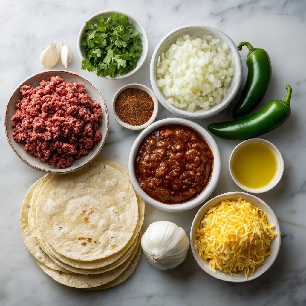 Crispy Beef Chimichangas Recipe - Ingredients Image — Crispy Beef Chimichangas, Beef Chimichangas, Easy Chimichangas, Homemade Chimichangas, Beef Tex-Mex Recipes