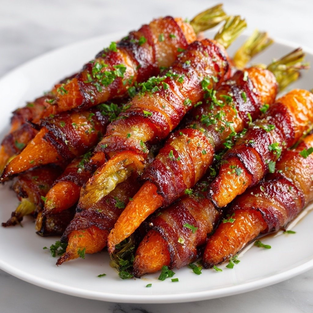 Bacon-Wrapped Carrots with Maple Glaze Recipe - Article Image 2 — Bacon-Wrapped Carrots with Maple Glaze, savory bacon carrot appetizers, easy bacon-wrapped vegetable recipes, holiday side dishes with bacon, sweet and smoky roasted carrots