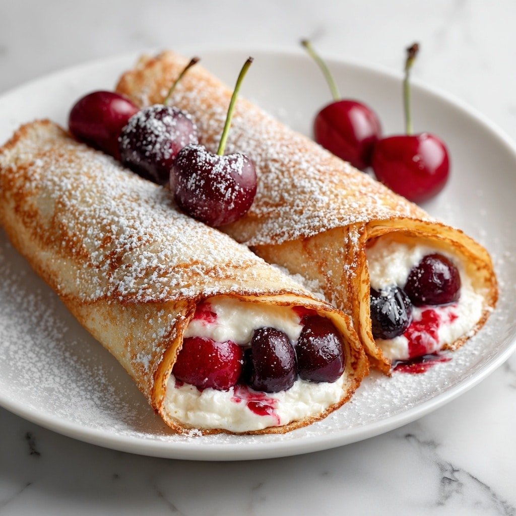 Cherry Cheesecake Chimichangas Recipe - Article Image 2 — Cherry Cheesecake Chimichangas, Cherry Cheesecake Filling, Fried Dessert Recipes, Easy Chimichangas Dessert, Sweet Cherry Cheesecake Treats