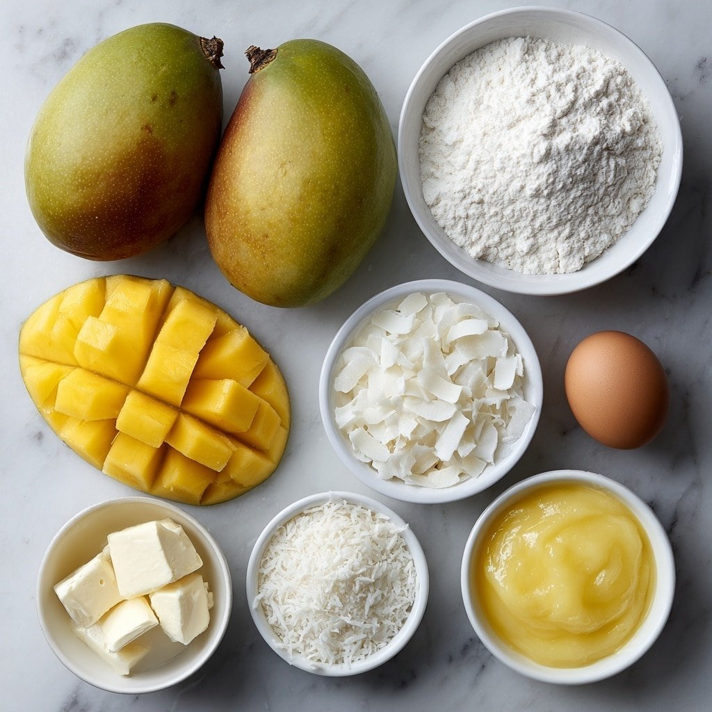 Mango Cookies with White Chocolate and Coconut Recipe - Ingredients Image — Mango Cookies with White Chocolate and Coconut, tropical cookie recipes, mango dessert ideas, white chocolate cookie recipes, coconut cookies with fruit