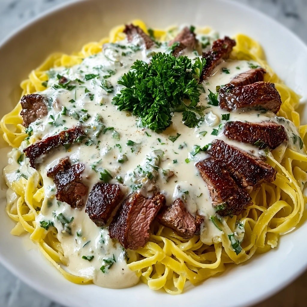 Steak Gorgonzola Alfredo Pasta Recipe - Article Image 2 — Steak Gorgonzola Alfredo Pasta, creamy steak pasta, blue cheese pasta, easy Alfredo pasta recipes, gourmet beef pasta