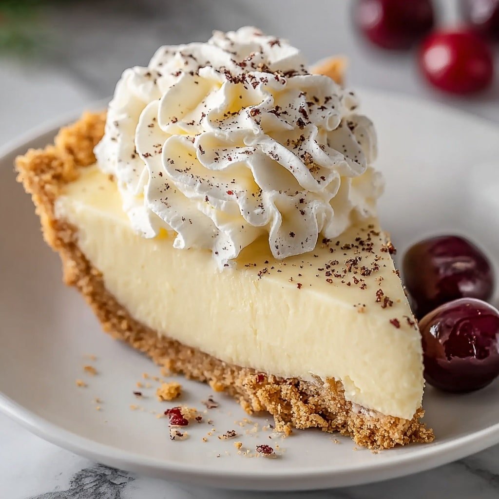 Eggnog Pie Recipe with Whipped Cream Recipe - Article Image 1 — Eggnog Pie, Eggnog Pie with Whipped Cream, Holiday Eggnog Pie, Cozy Winter Dessert, Festive Eggnog Pie Recipe