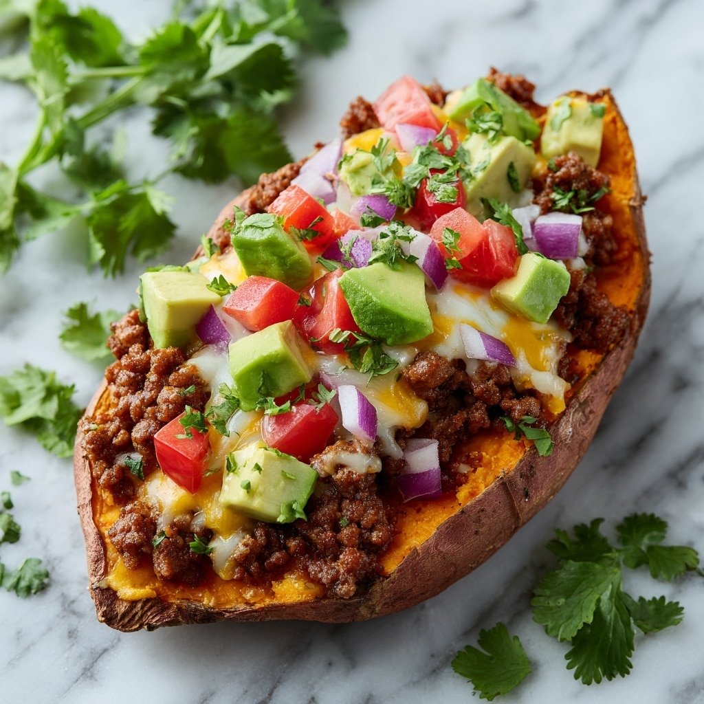 Taco Stuffed Sweet Potatoes Recipe - Article Image 2 — Taco Stuffed Sweet Potatoes, baked sweet potato taco filling, healthy stuffed sweet potatoes, easy taco sweet potato recipe, flavorful stuffed sweet potatoes