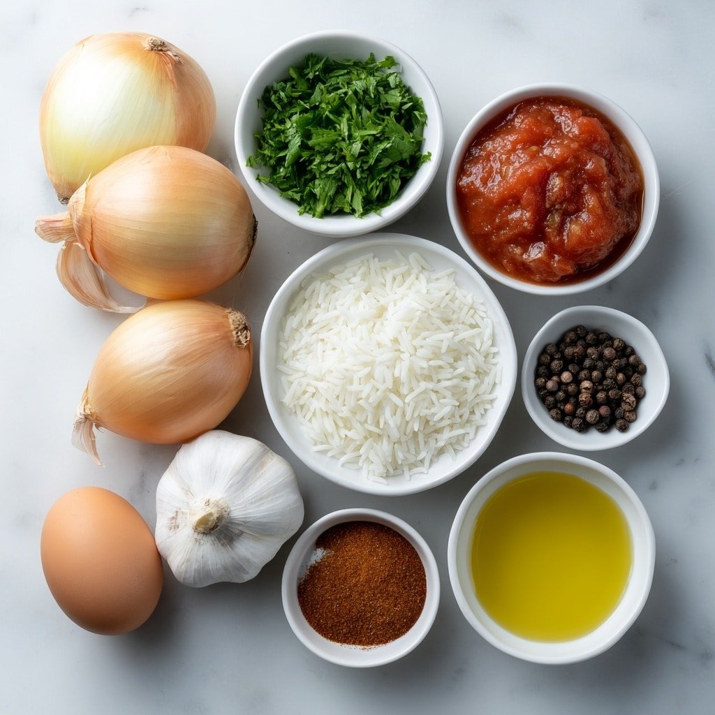 Greek Stuffed Onions Recipe - Ingredients Image — Greek Stuffed Onions, Greek Stuffed Onions recipe, Greek stuffed onion dish, flavorful Greek stuffed onions, easy Greek stuffed onion recipe