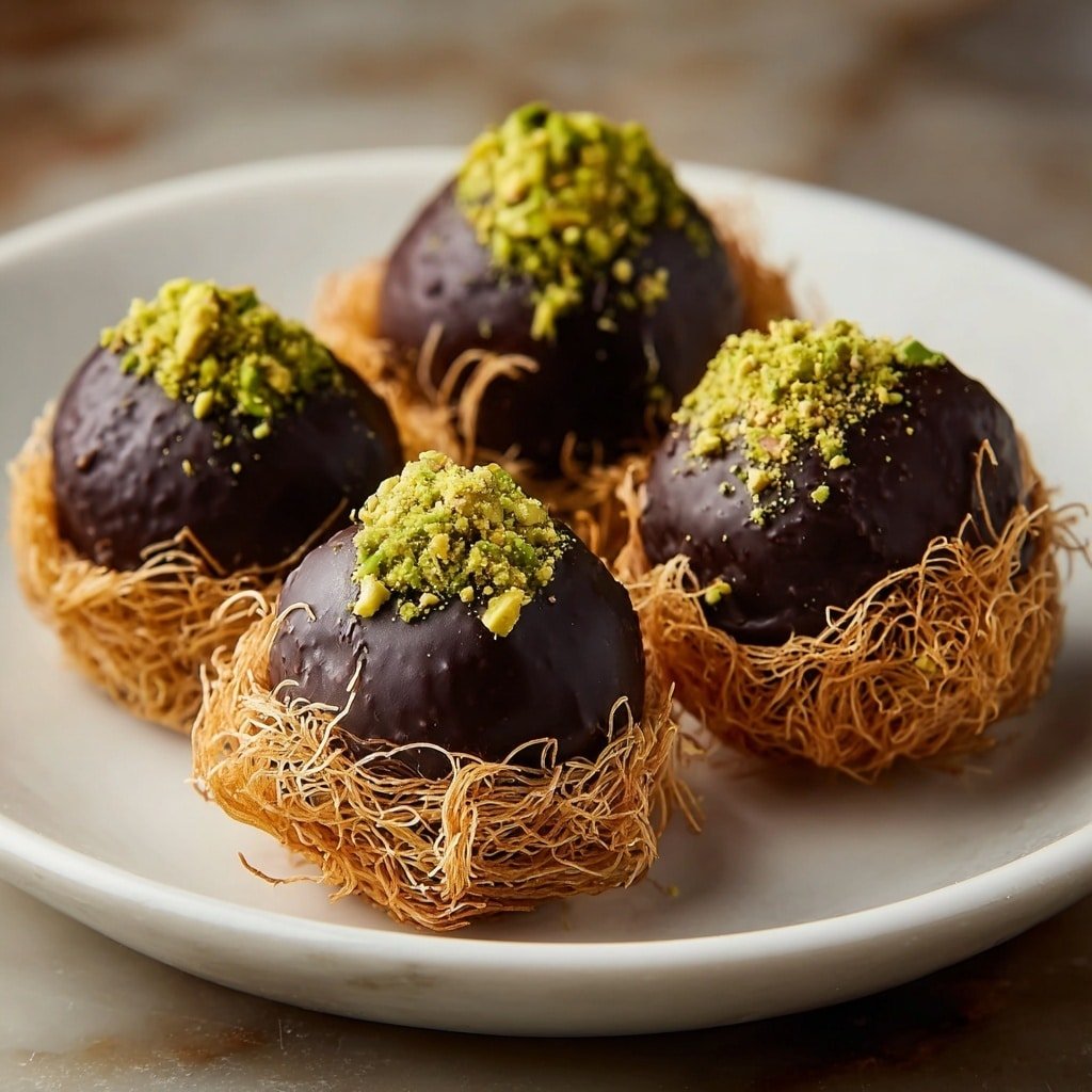 Dubai Chocolate Pistachio Balls Recipe - Article Image 2 — Dubai Chocolate Pistachio Balls, Dubai dessert recipes, pistachio chocolate treats, Middle Eastern sweet snacks, homemade chocolate pistachio bites