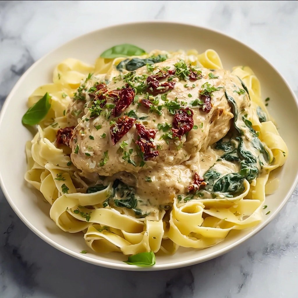 Creamy Tuscan Chicken in Slow Cooker Recipe - Article Image 2 — Creamy Tuscan Chicken in Slow Cooker, slow cooker Tuscan chicken recipe, easy creamy chicken dinner, hearty slow cooker chicken dish, flavorful Tuscan chicken