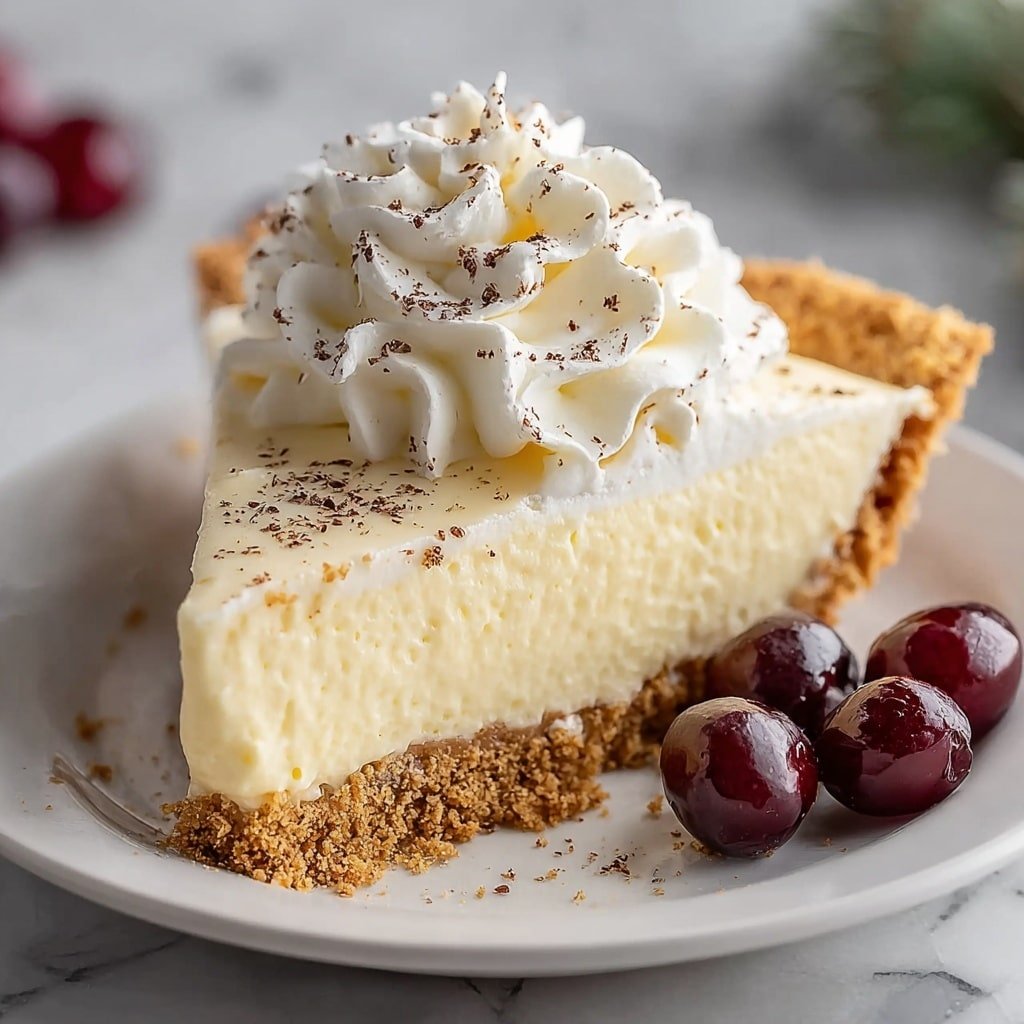 Eggnog Pie Recipe with Whipped Cream Recipe - Article Image 2 — Eggnog Pie, Eggnog Pie with Whipped Cream, Holiday Eggnog Pie, Cozy Winter Dessert, Festive Eggnog Pie Recipe