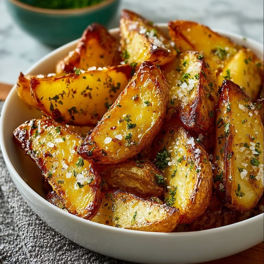 Greek Roasted Potatoes Recipe - Article Image 1 — Greek Roasted Potatoes, Greek Roasted Potatoes recipe, Greek potato side dish, Greek lemon herb potatoes, Mediterranean roasted potatoes