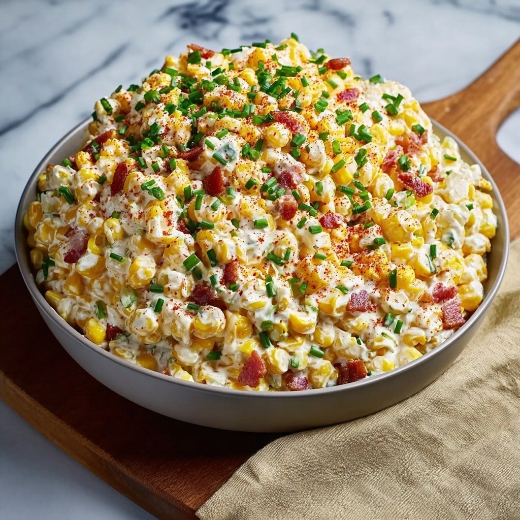 Cheesy Bacon Corn Salad Recipe - Article Image 1 — Cheesy Bacon Corn Salad,Easy Corn Salad Recipe,Creamy Bacon Corn Side Dish,Comforting Summer Salad,Cheesy Bacon Corn Salad Recipe