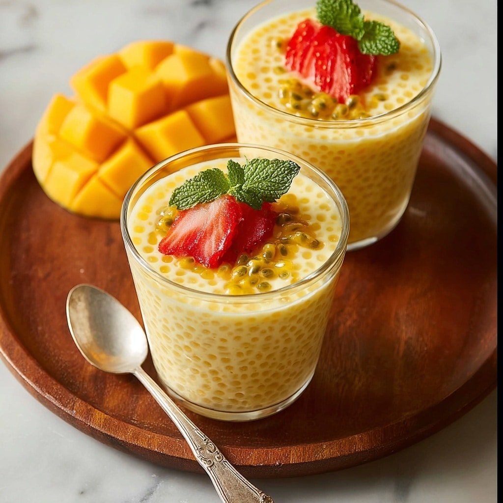 Mango Tapioca Pudding Recipe - Article Image 2 — Mango Tapioca Pudding, tropical dessert recipes, easy tapioca pudding, mango dessert ideas, creamy fruit puddings