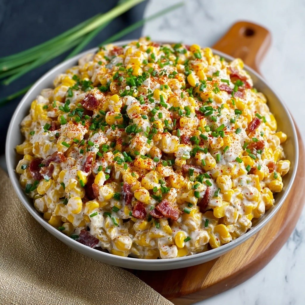 Cheesy Bacon Corn Salad Recipe - Article Image 2 — Cheesy Bacon Corn Salad,Easy Corn Salad Recipe,Creamy Bacon Corn Side Dish,Comforting Summer Salad,Cheesy Bacon Corn Salad Recipe