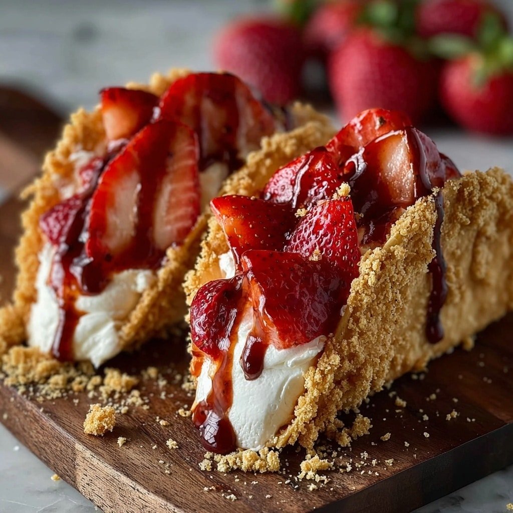 Strawberry Cheesecake Tacos Recipe - Article Image 2 — Strawberry Cheesecake Tacos, how to make strawberry cheesecake tacos, easy strawberry cheesecake dessert, summer fruit tacos, no-bake cheesecake tacos