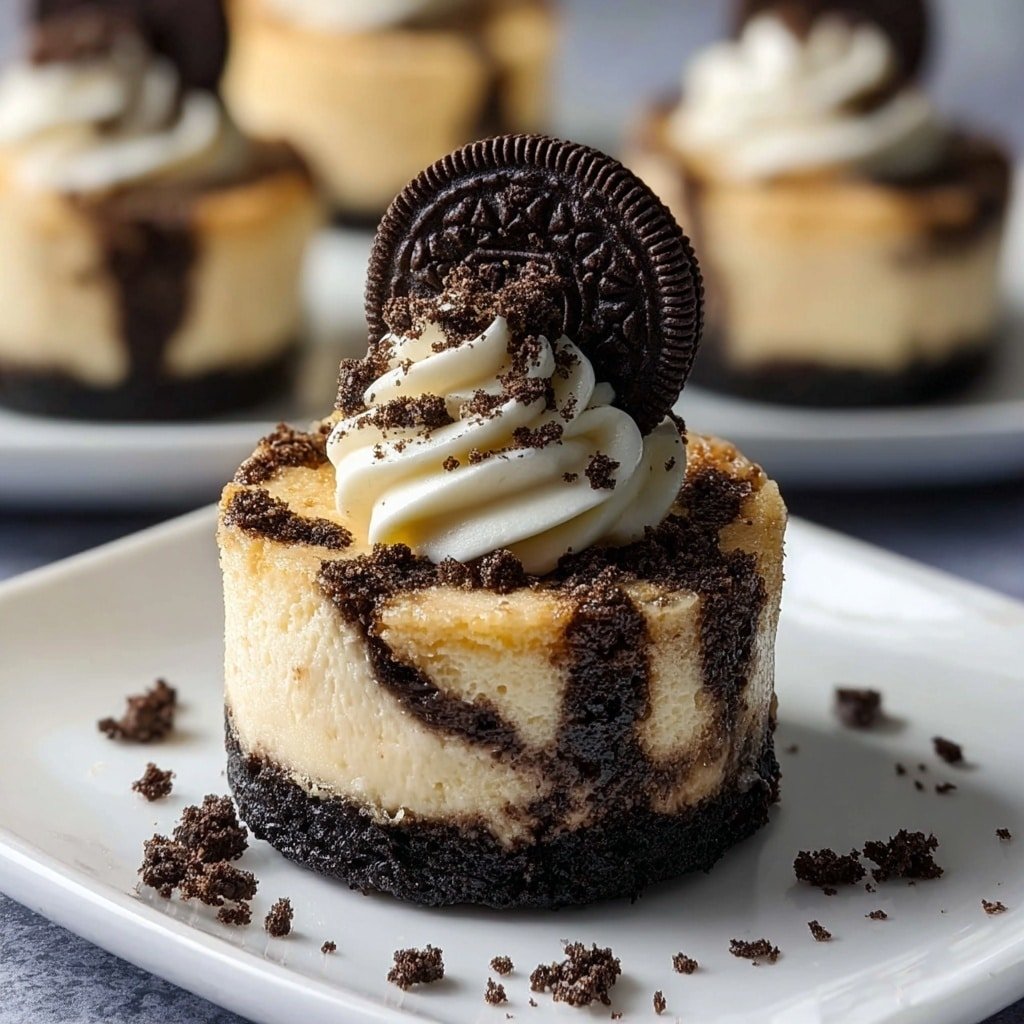 Oreo Stuffed Mini Cheesecakes Recipe - Article Image 2 — Oreo Stuffed Mini Cheesecakes, mini cheesecake recipes, easy cheesecake desserts, no-bake cheesecake ideas, childhood favorite desserts