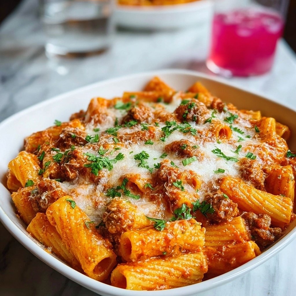 Baked Sausage Rigatoni Recipe - Article Image 2 — Baked Sausage Rigatoni, baked pasta with sausage, cheesy baked rigatoni, Italian sausage pasta bake, comfort food recipes